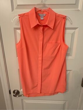 Athleta Coral Sleeveless Collared Button-Front Shell Top